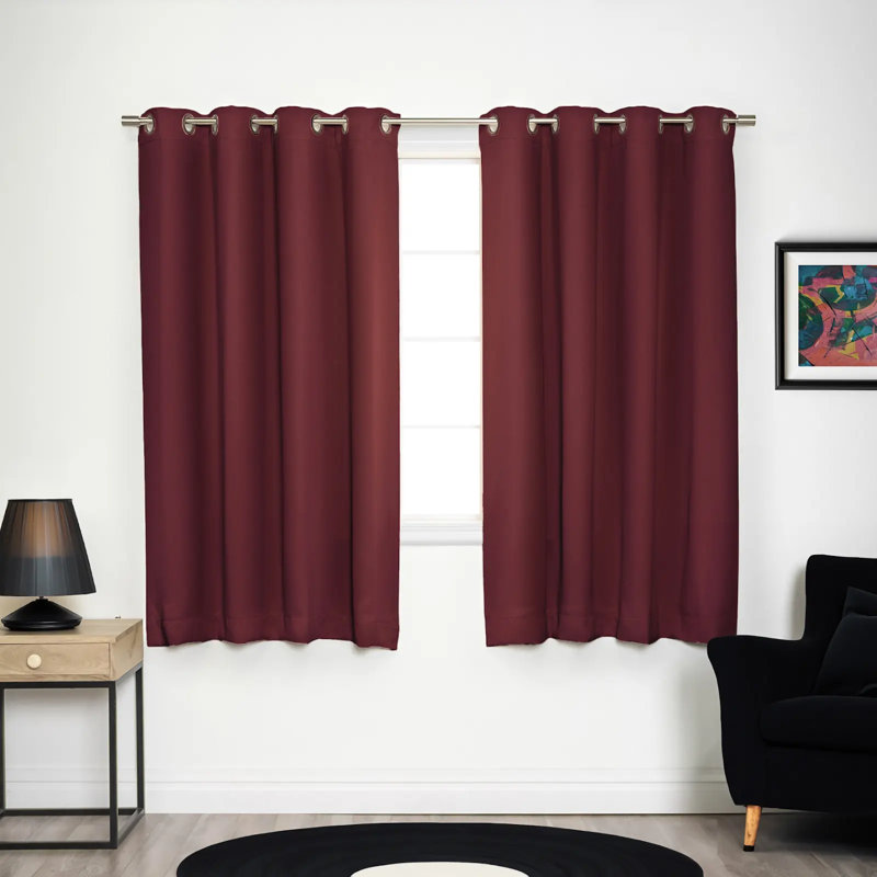 Adina Sevan Solid Thermal Grommet Curtain Panels, Mulberry, 52" W x 63" L