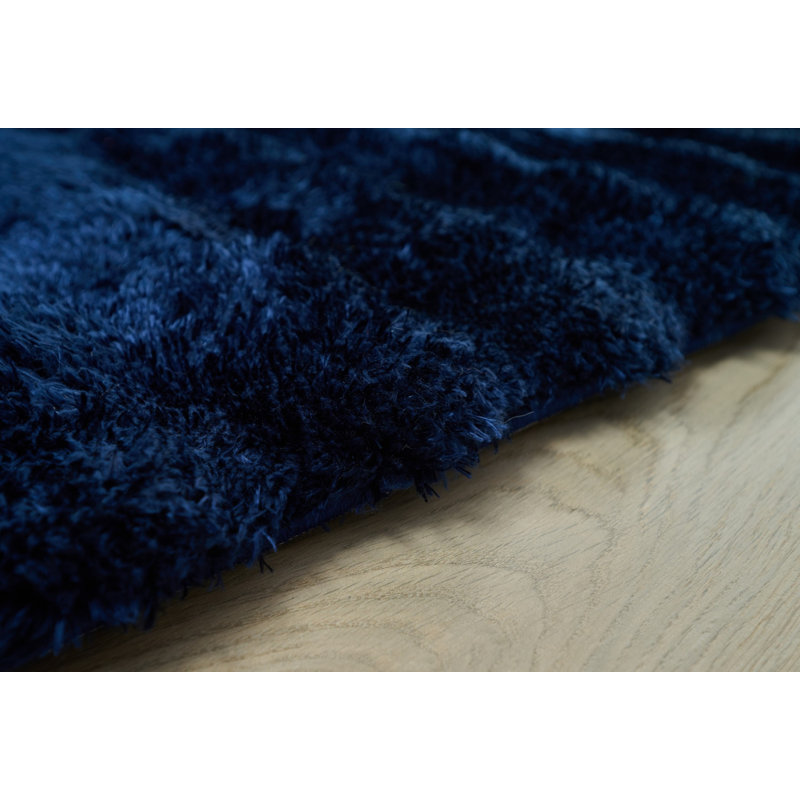 Tapis bleu à motif moderne tissé à la main Sunny Collection, Rectangulaire 8 pi x 10 pi