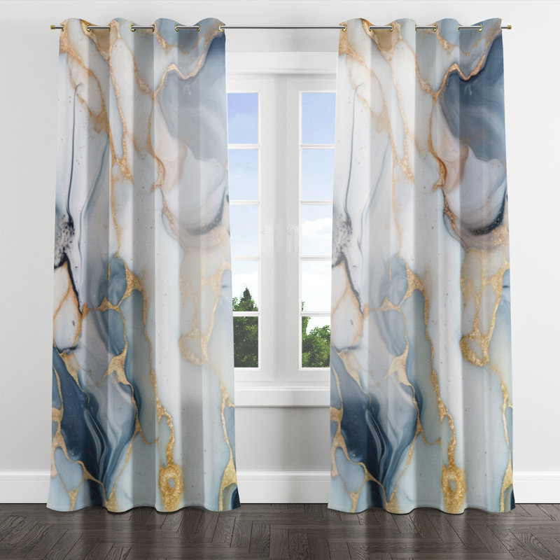 Anantram - Modern Velvet Grommet Curtain - Room Darkening - 1 panel, 52" W x 84" L, Golden Grommets