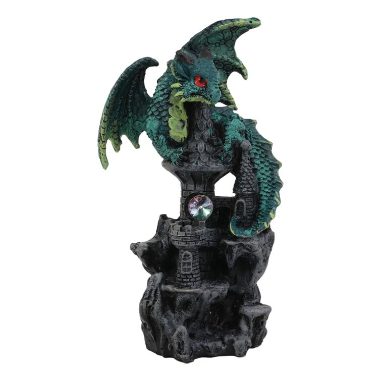 Mythical Guardian Dragon Paper Towel Holder with Castle Figurine. #goth  #fantasy #witches #dragons #kitchen #deco…