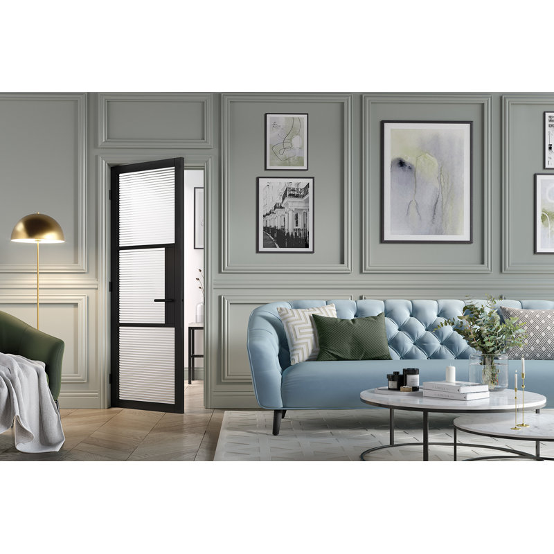 Tribeca 3L Reeded Glazed Internal Door, 1981mm H x 838mm W x 35mm D