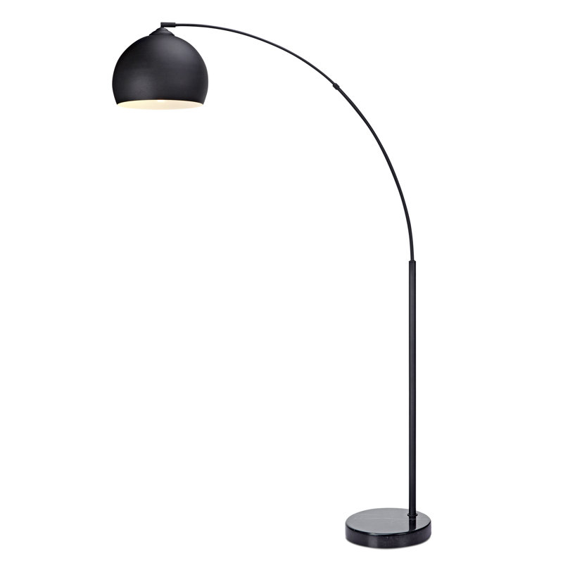 Perlis 66.93" Arc Floor Lamp with Solid Marble Base, Black