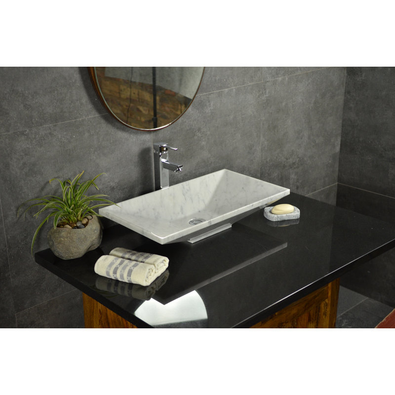 AA Warehousing 13'' White Stone Rectangular Bathroom Sink
