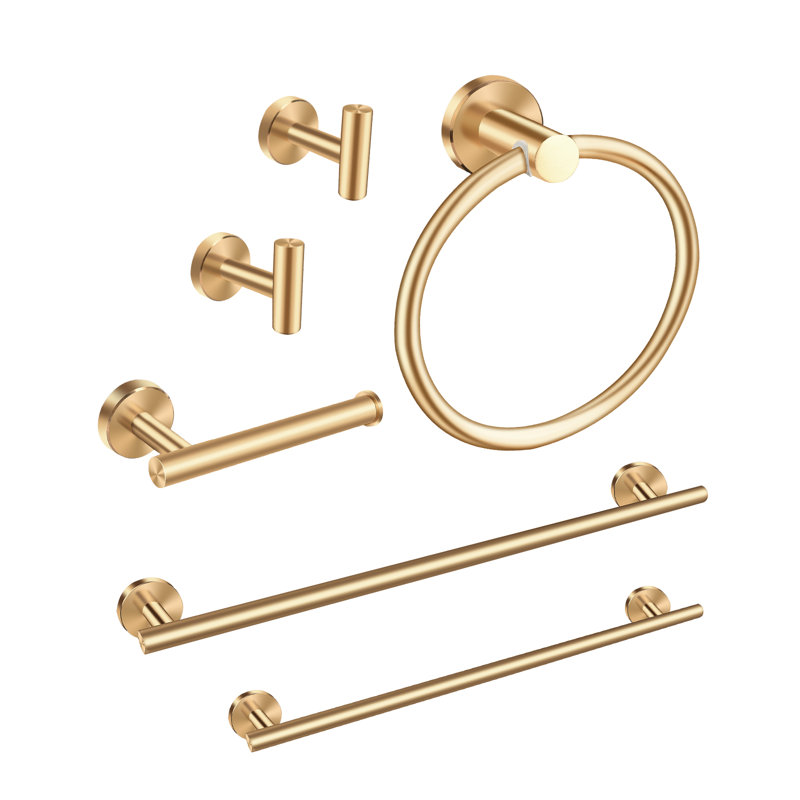 6 - Piece Bathroom Hardware Set, Gold