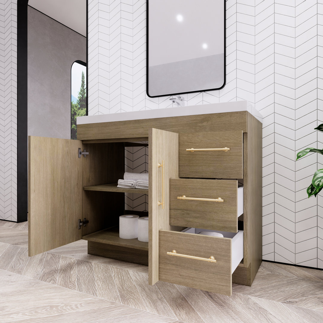 Eliza 42'' Single Bathroom Vanity with Acrylic Top Mercer41 Base