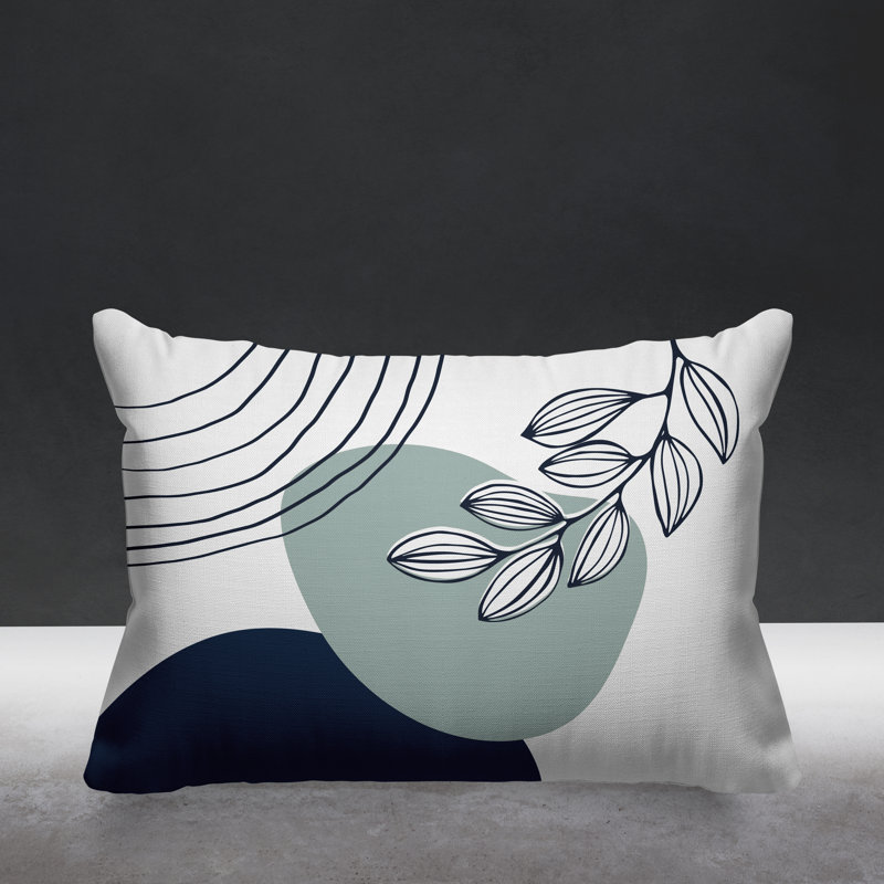 Coussin intérieur / extérieur Lupita, Gris / bleu marine