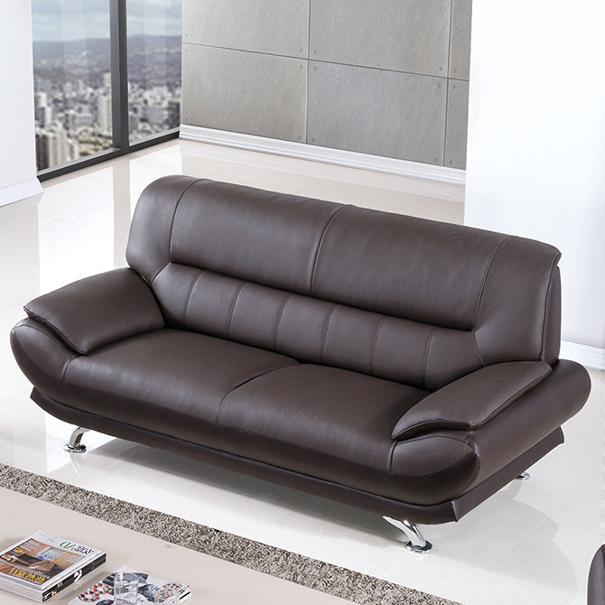 Holbrooke 83'' Faux Leather Sofa, Dark Chocolate Faux Leather
