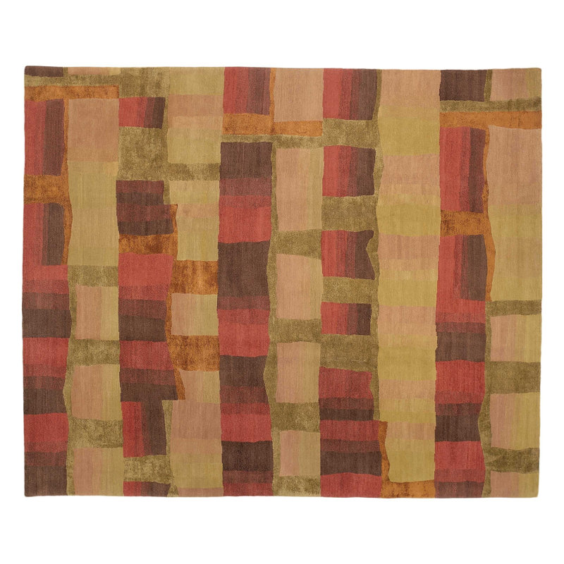 Eva H Hand Knotted Geometric Area Rug, Rectangle 9' x 12'