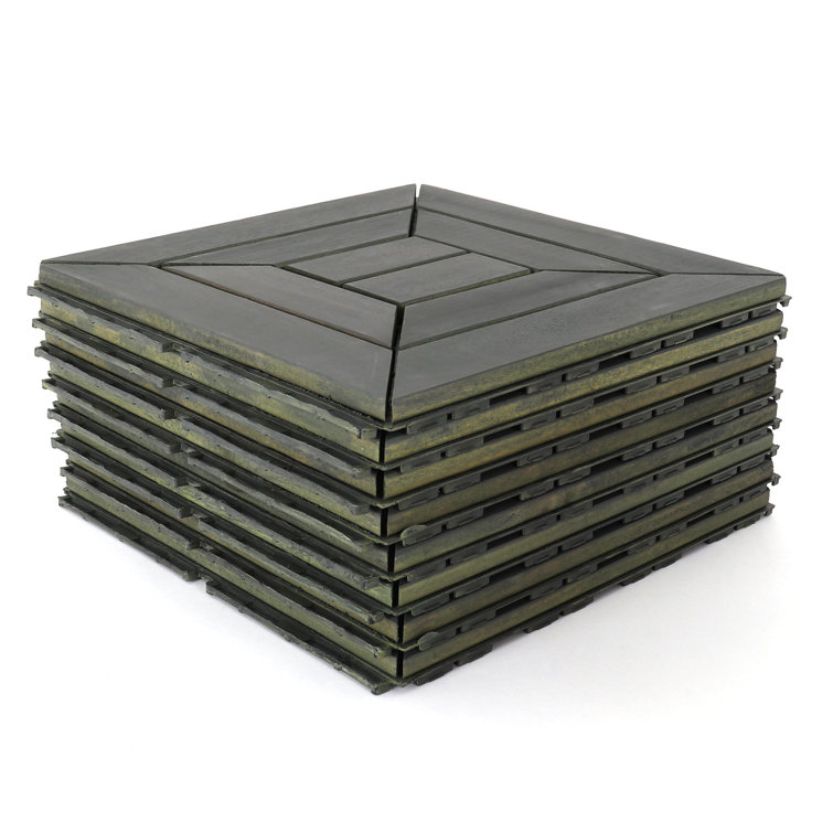 12'' L x 12'' W Solid Wood Interlocking Deck Tile