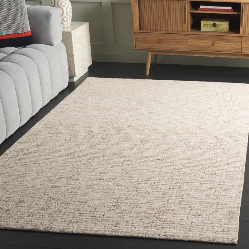 Pine 704 Hand Tufted Wool/Cotton/Latex No Pattern Rug in Sage/Ivory, Rectangle 5' x 8'