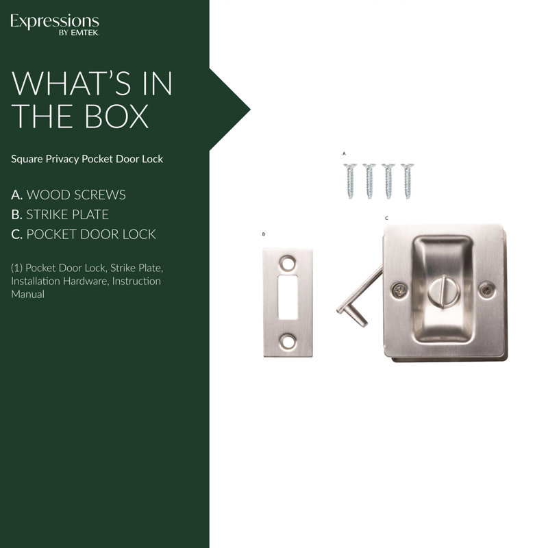 Serrure de porte standard Expressions par Emtek Square, nickel satiné, Nickel satiné