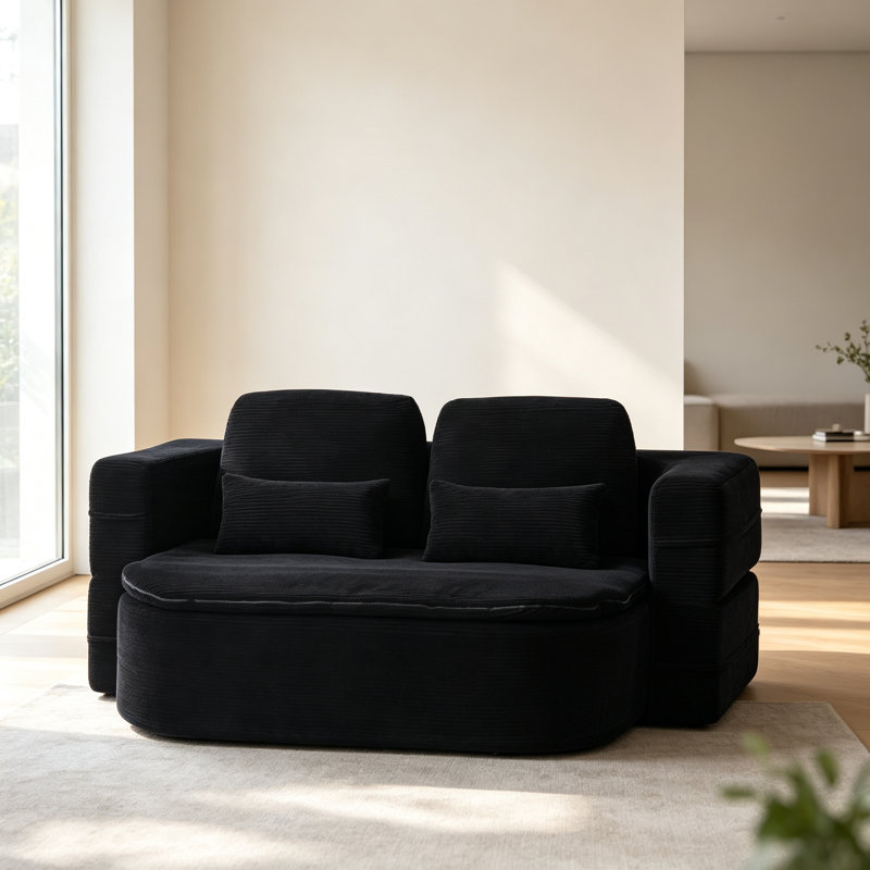 Canapé-lit pliable convertible en mousse, Noir