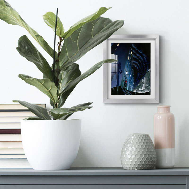 " The Shadow ", White, Silver Framed Paper