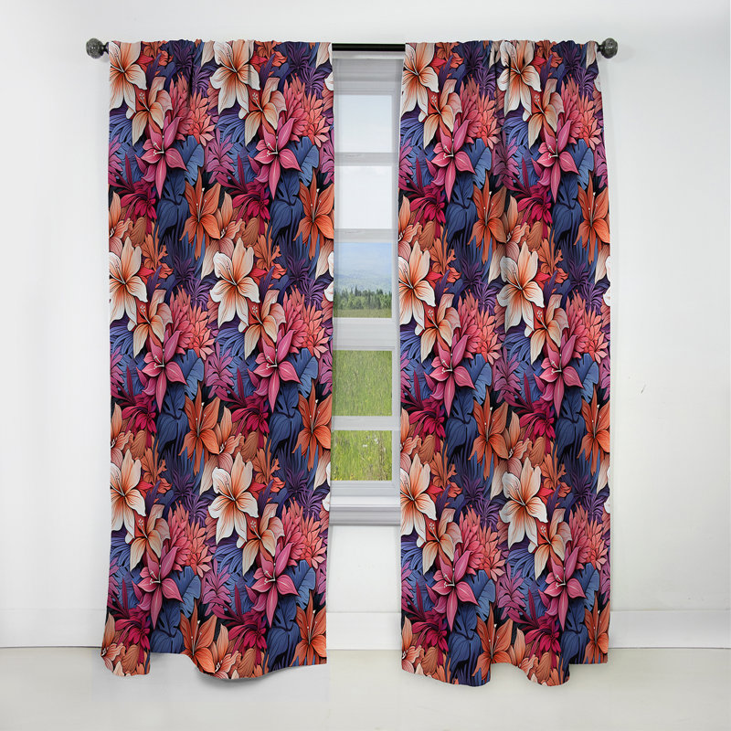 Corail Mirage Ii motif tropical - rideau floral - rideau occultant floral - 1 panneaux, L 52 po x L 90 po