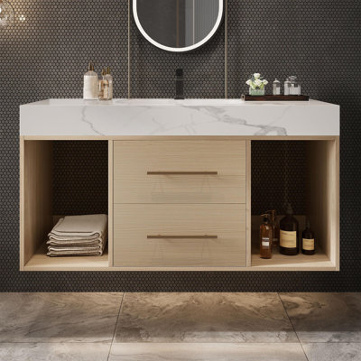 Meuble-lavabo flottant avec lavabo en céramique