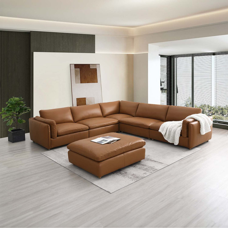Brighton modulaire - Wedge, cuir fleur brun