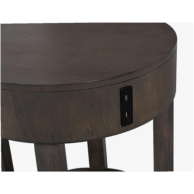 Table d'appoint en bois aggloméré brun clair Jonah de 20 po avec port USB Jonah