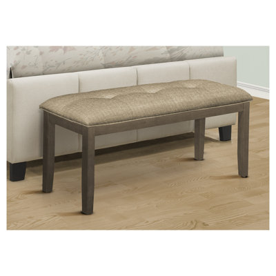 44-Inch Rectangular Upholstered Bench in Brown Polyester for Dining Room, Entryway, and Kitchen