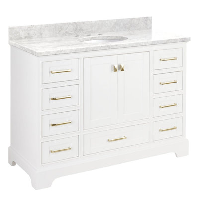 Quen 48" Freestanding Single Basin Vanity Set with Cabinet, Vanity Top, and Oval Undermount Sink