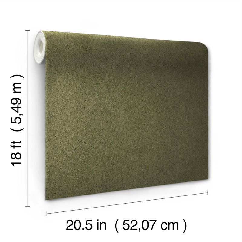 RuSuede 18' L x 20.5" W Peel and Stick Wallpaper, Olive Green
