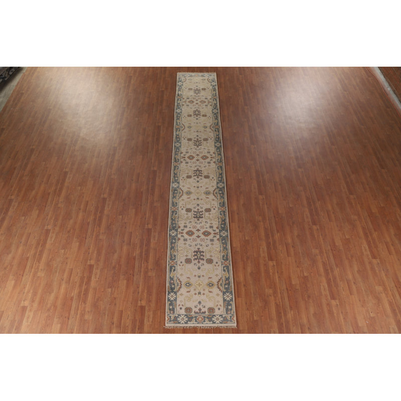 Tapis de couloir oriental floral Oushak 3 x 16