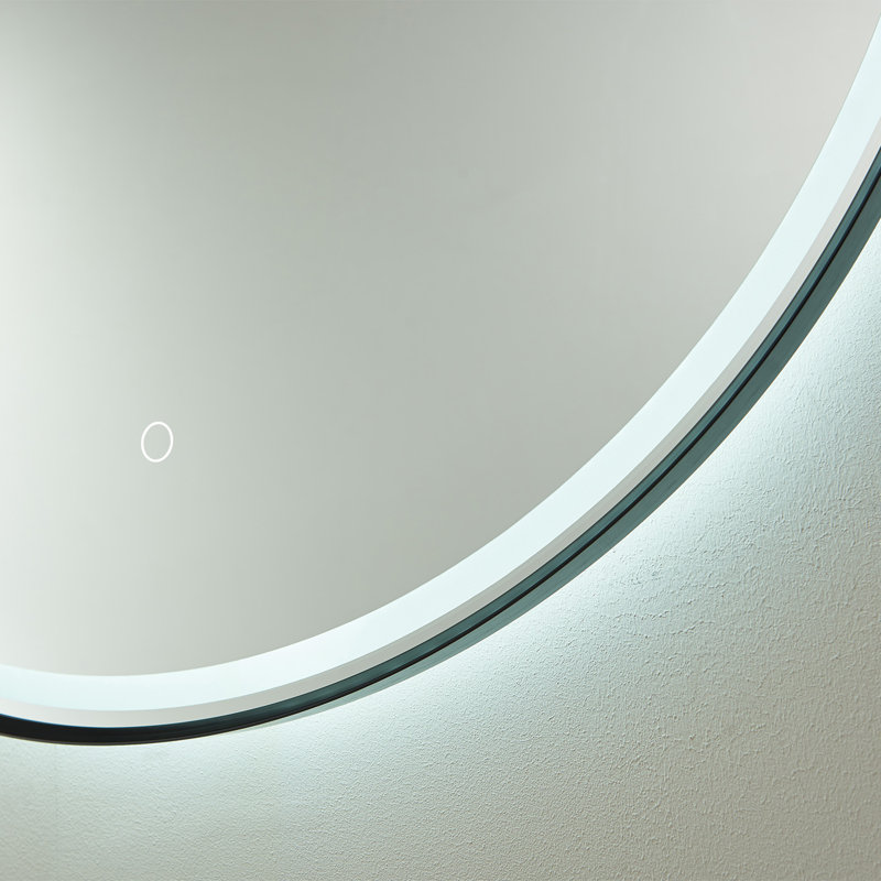 Miroir de salle de bain Molly-May, Noir mat, 32 po x 32 po