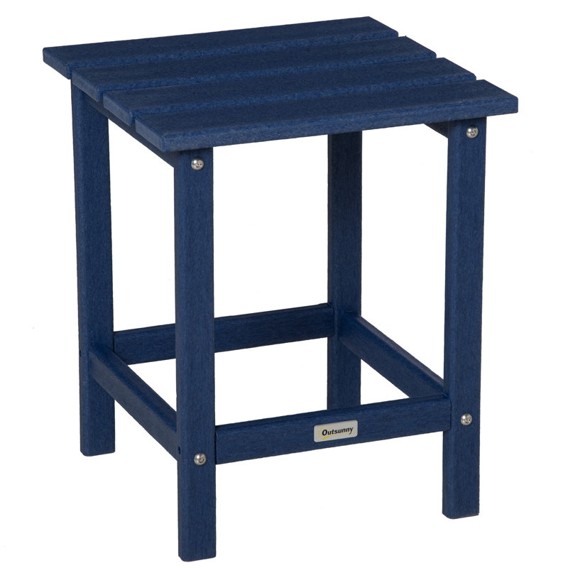 Blue HDPE Plastic Square Outdoor Side Table
