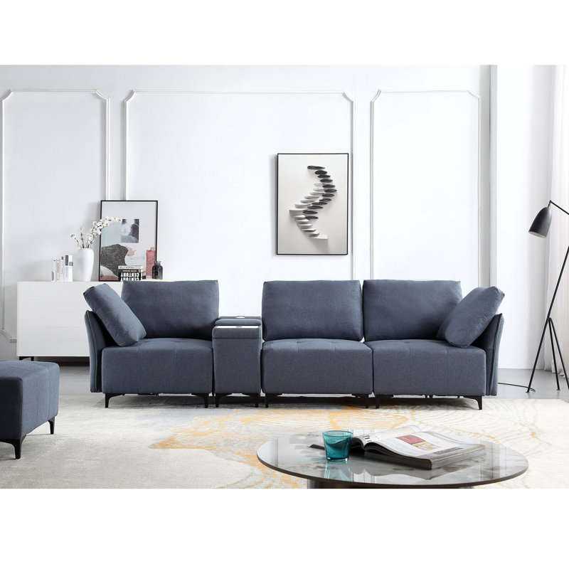 Canapé modulaire multifonctionnel avec rangement - Bois et tissu imperméable - Contemporary Living Essential