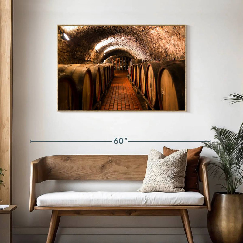 Barils de vin Winery, Cadre flottant en bois naturel, 43 po x 29 po