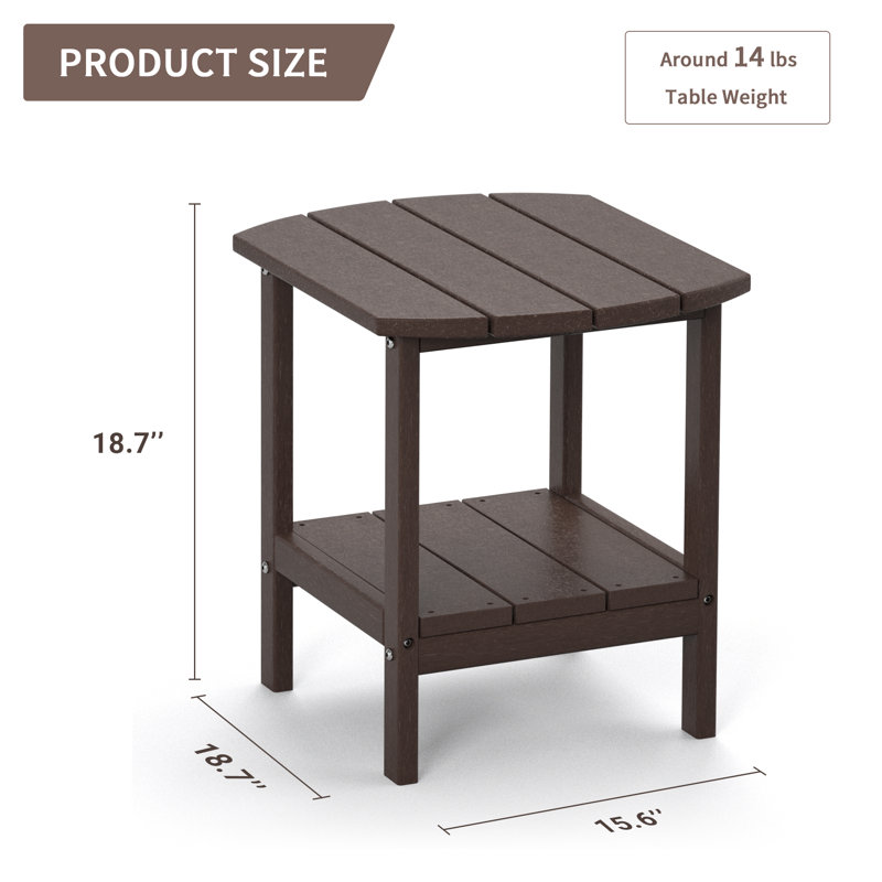 Patio Adirondack Side Table, Outdoor End Tables All-Weather Resistant HDPE Humidity-Proof Long Time Use for Deck, Lawn,Garden, Porch, Backyard End Table
