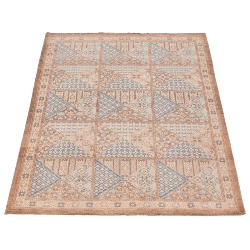 Tapis rectangulaire unique en laine 3 pi 11 po x 6 pi années 1990 Aare
