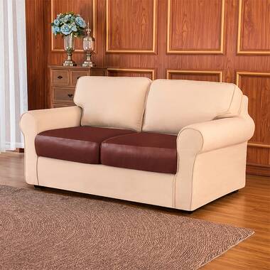 Faux Leather T-Cushion Sofa Slipcover