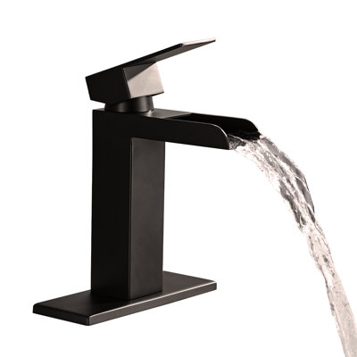 Waterfall Bathroom Faucet Single Handle Bathroom Sink Faucets 1 or 3 Hole Solid Vanity Faucet with Deck Plate