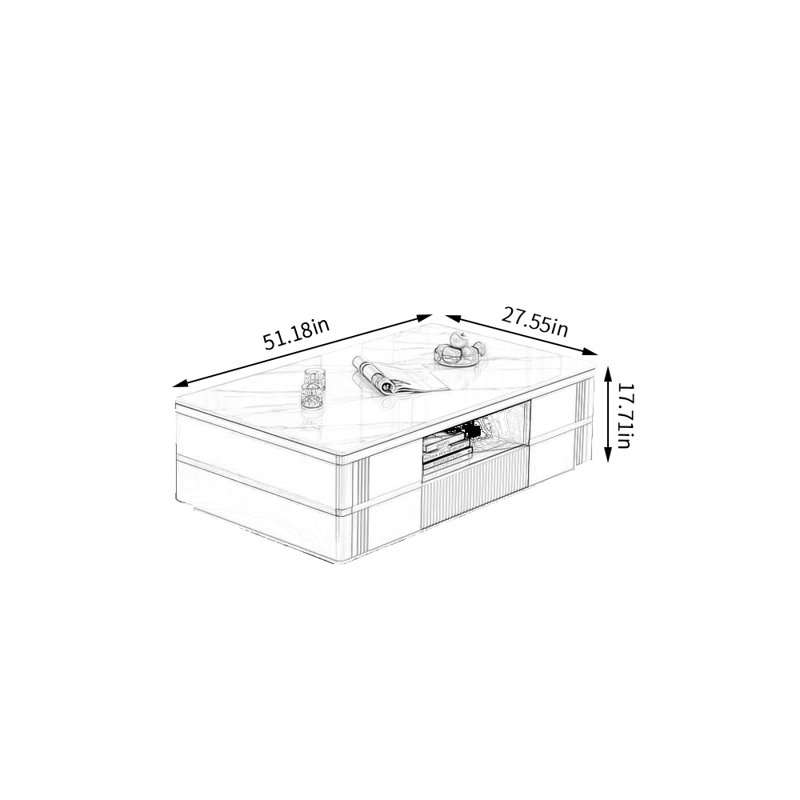 Table basse avec rangement Block, Blanc / gris