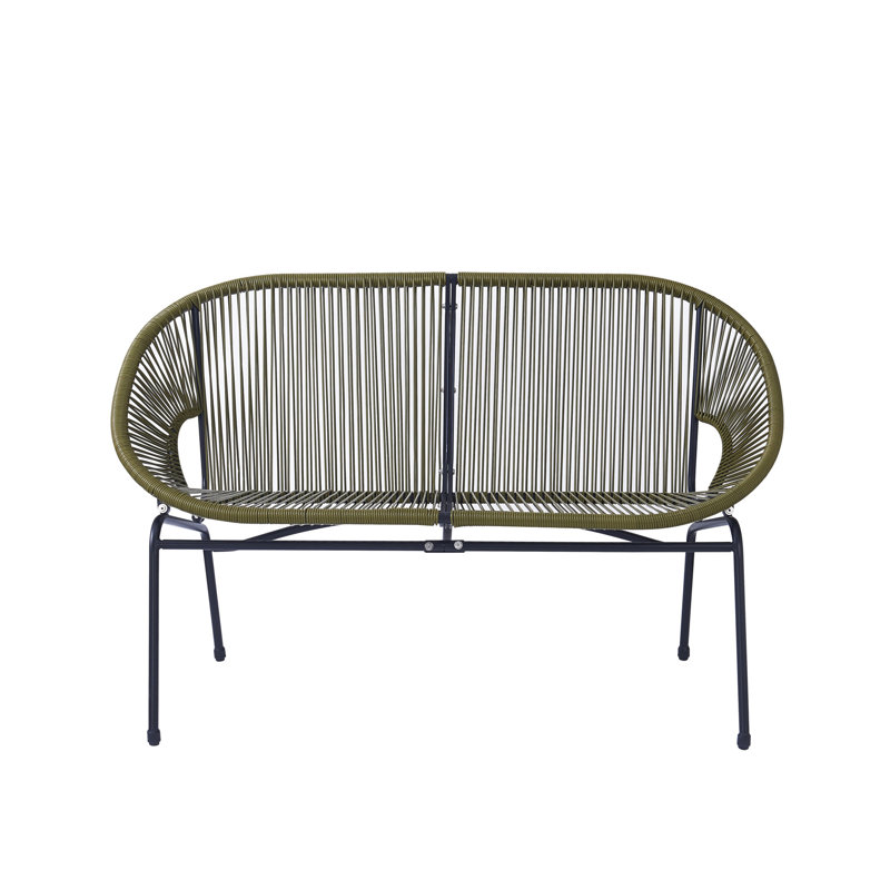 CONDESSA OUTDOOR PATIO WICKER LOVESEAT, Black/Green