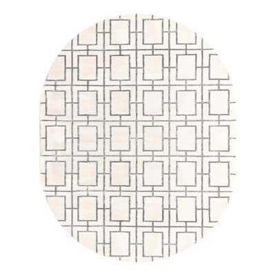 Glam Geometric White Silver Area Rug