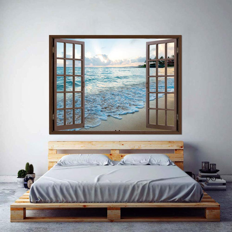 Soleil qui brille derrière les nuages et les vagues, L 36 po x L 48 po