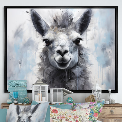 Portrait d'un lama gris sur toile