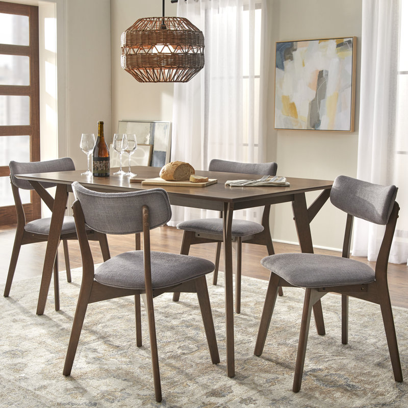 Ensemble de salle à manger Colella, Gris foncé, 5 pièces: table, 4 chaises