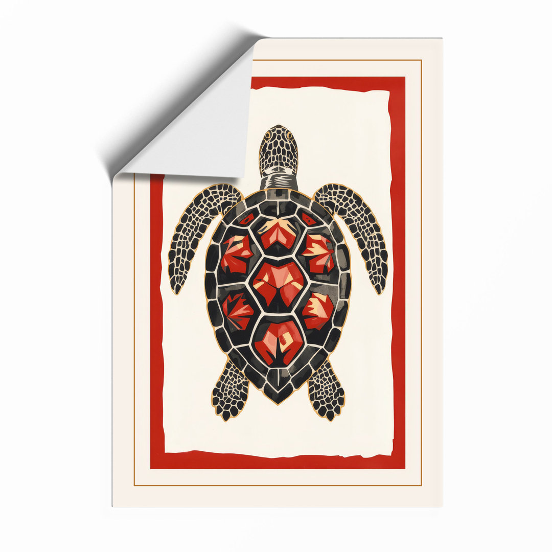 Ornamental Sea Turtle Coastal - Framed Print