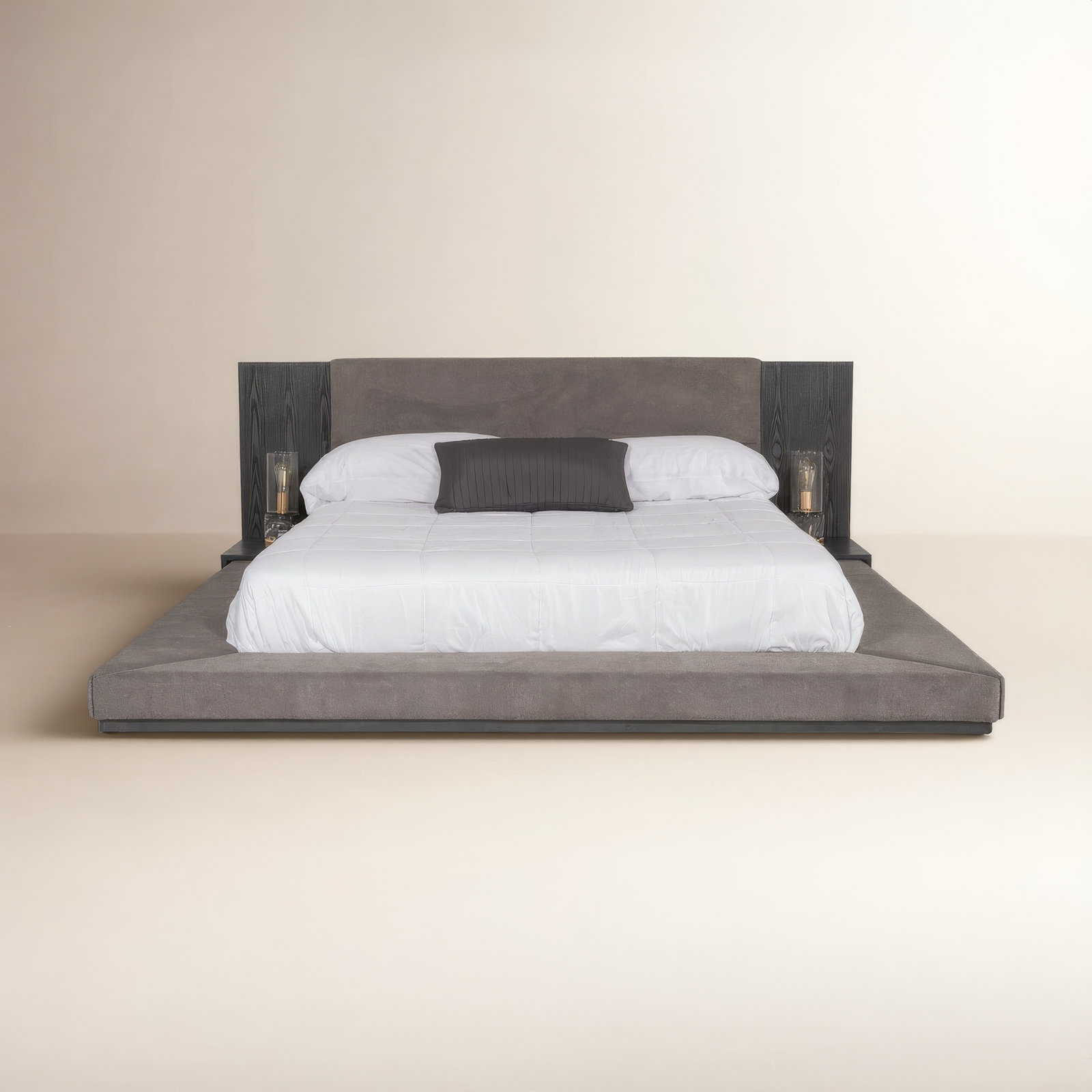 Amalie Upholstered Storage Bed, King, Gray