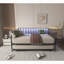 Lit de jour simple avec lumières à DEL RVB et station de charge, cadre de lit de jour réglable en hauteur avec lit gigogne, cadre de canapé-lit en métal polyvalent pour chambre à coucher, salon, chambre d'amis, noir