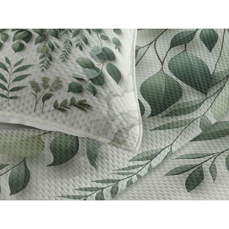 Polyester Floral Coverlet, Queen Coverlet + 2 Standard Shams