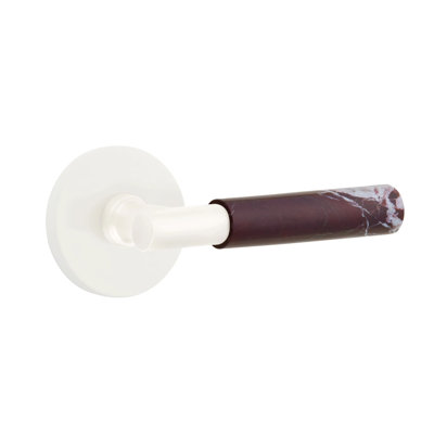 Ensemble de faux levier Emtek Select avec rosette à disque et tige en T, levier en marbre Rosso Levanto
