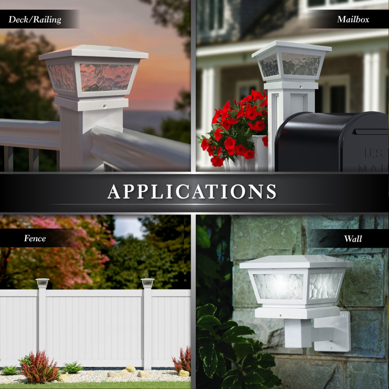 Low Voltage Integrated LED Fence Post Cap Light 5 In. X 5 In. with Base Adapter Included, White