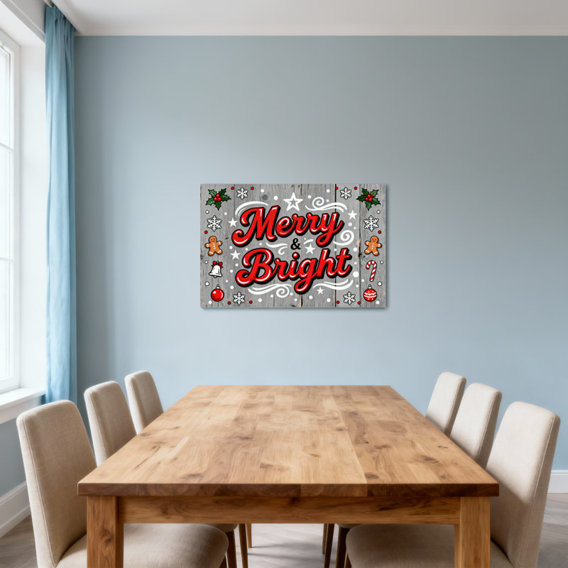«Christmas Merry Bright Christmas», motif décoratif en bois, H 12 po x l 18 po