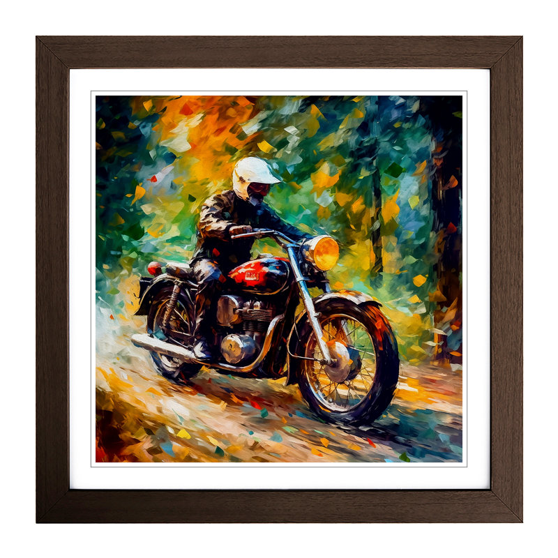 Motorcycle Impressionism - Framed Print, Walnut