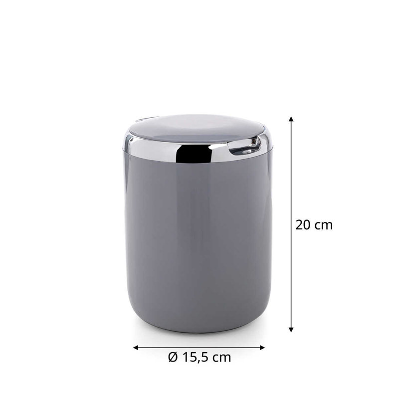 Poubelle en plastique imperméable 3 gallons Pasifik, Gris
