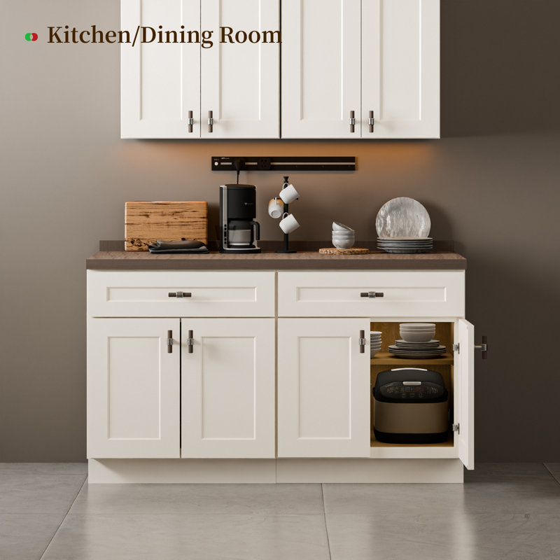 Armoire de cuisine de 24 pouces avec tiroir et porte à fermeture en douceur, armoires blanches Shaker RTA avec charnières et glissières à fermeture en douceur DTC, armoires de rangement en bois massif avec tablettes réglables