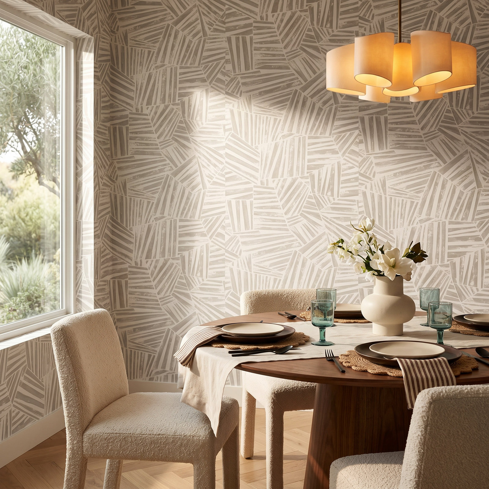 Lianna Modern Geometric Wallpaper, Gray